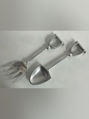 Serving Spoon and Fork Set - beach theme nautical